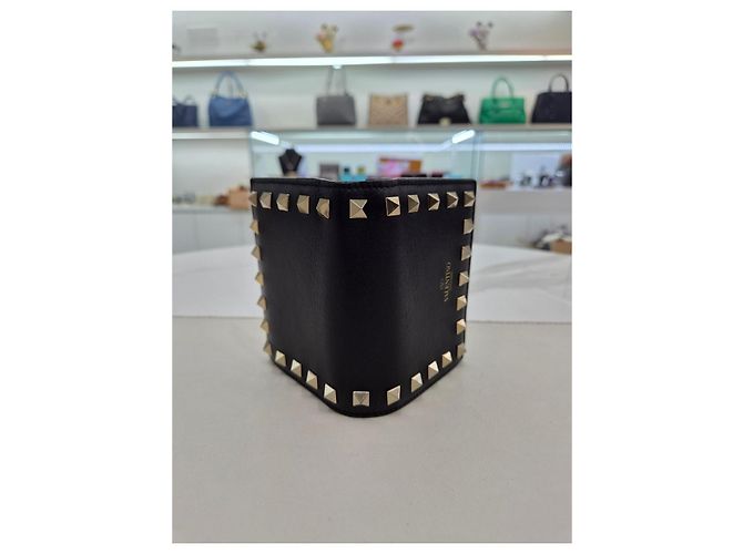 Valentino Portafoglio piccolo da donna in pelle di vitello Rockstud Nero - vista 20