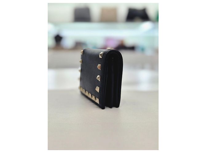 Valentino Portafoglio piccolo da donna in pelle di vitello Rockstud Nero - vista 4
