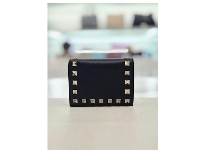 Valentino Portafoglio piccolo da donna in pelle di vitello Rockstud Nero - vista 8