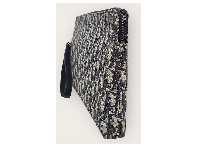 Dior Clutch con zip in jacquard Oblique beige e nero Marrone - vista 2