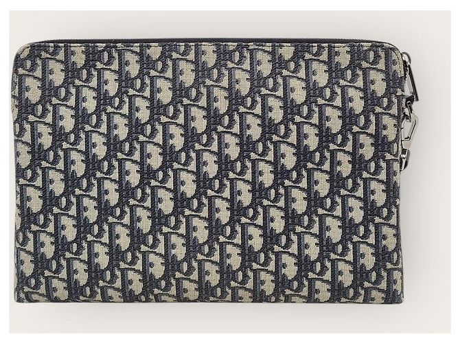 Dior Clutch con zip in jacquard Oblique beige e nero Marrone - vista 5