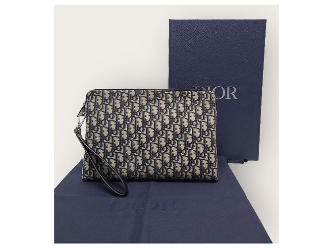Dior Clutch con zip in jacquard Oblique beige e nero Marrone - vista 6