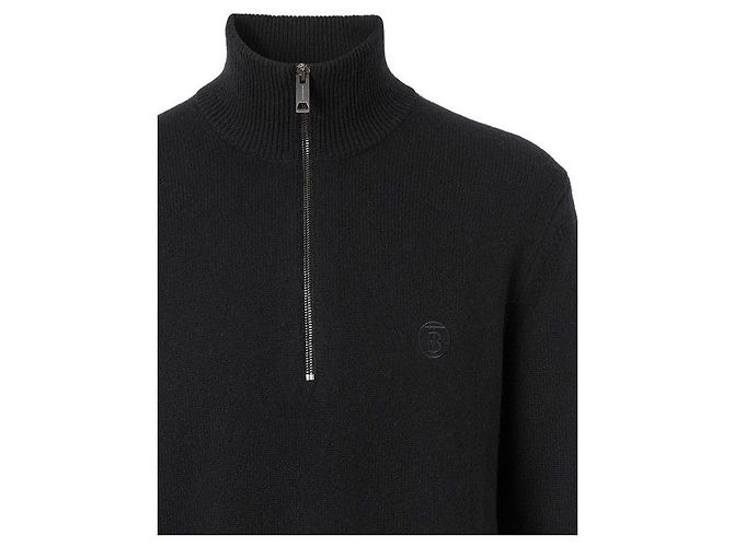Burberry Refurbished XL Größe Herren Kaschmirpullover mit Monogramm-Motiv Schwarz Strick - Ansicht 2