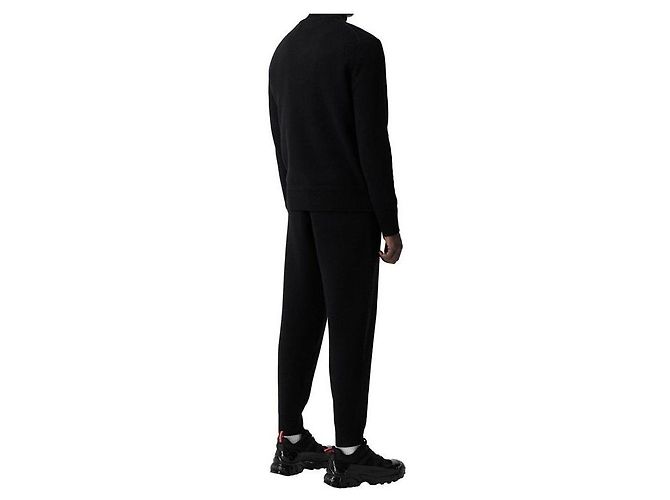 Burberry Refurbished XL Größe Herren Kaschmirpullover mit Monogramm-Motiv Schwarz Strick - Ansicht 3