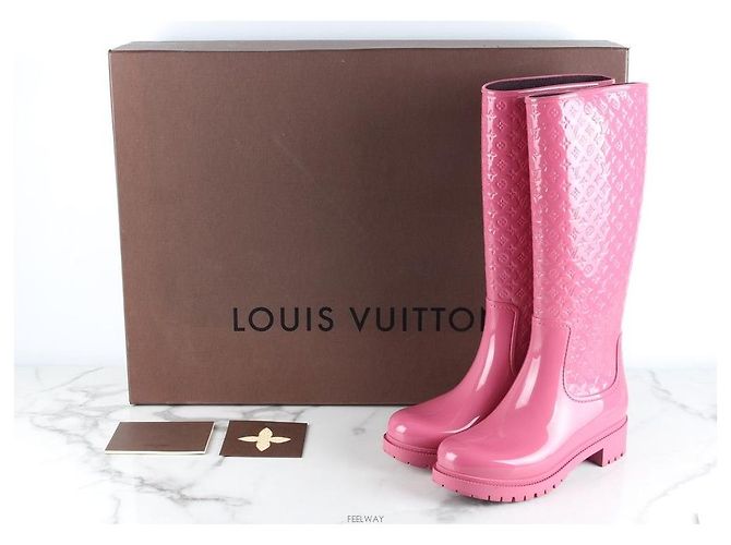 Louis Vuitton Stivali da pioggia Monogram Glossy Rosa - vista 2