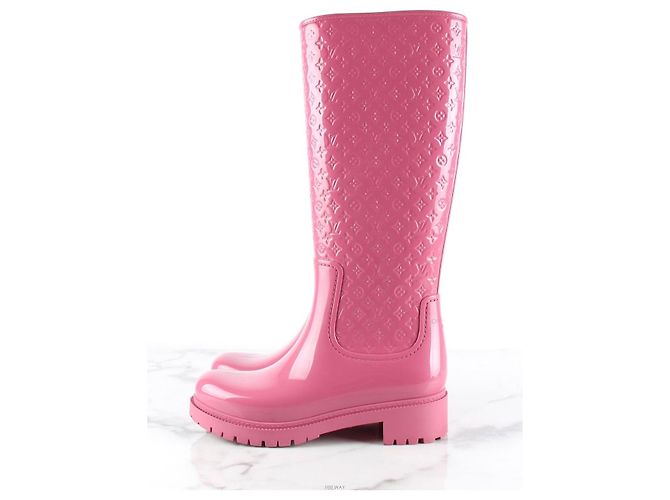 Louis Vuitton Stivali da pioggia Monogram Glossy Rosa - vista 4
