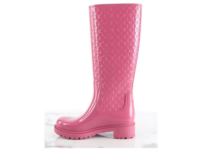 Louis Vuitton Stivali da pioggia Monogram Glossy Rosa - vista 5