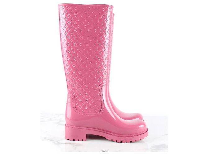 Louis Vuitton Stivali da pioggia Monogram Glossy Rosa - vista 6