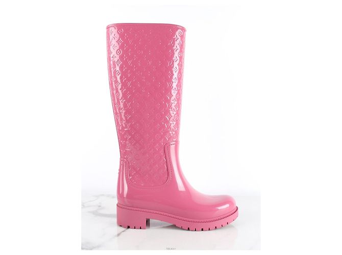 Louis Vuitton Stivali da pioggia Monogram Glossy Rosa - vista 7