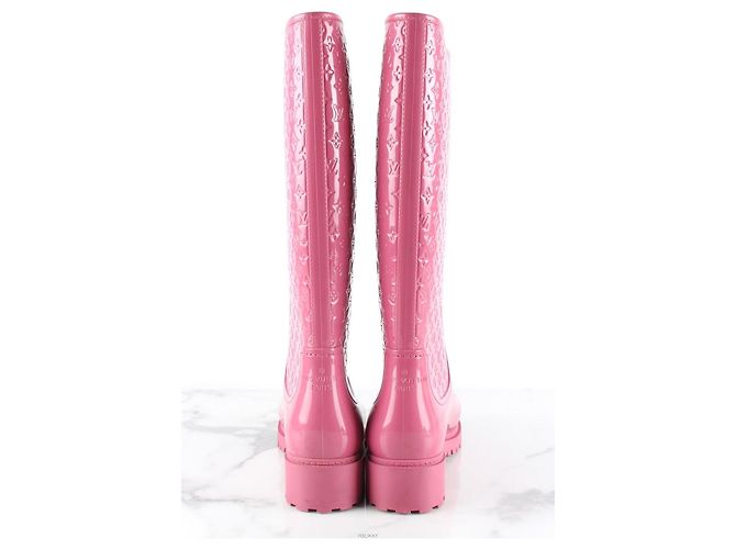 Louis Vuitton Stivali da pioggia Monogram Glossy Rosa - vista 8