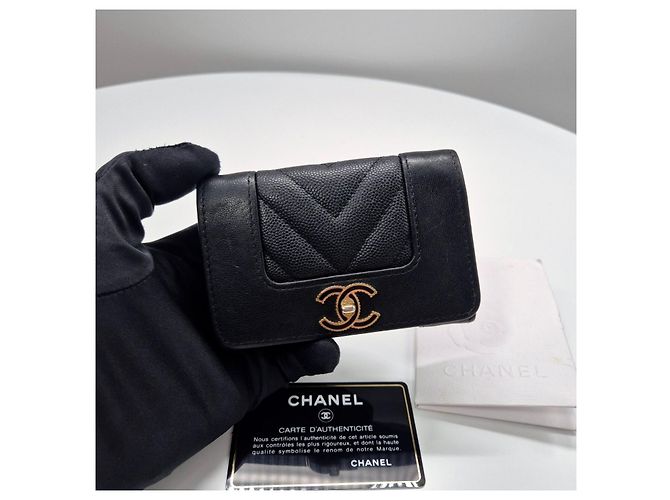 Chanel Mademoiselle Caviar Kartenetui Schwarz - Ansicht 3