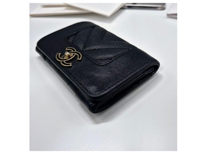 Chanel Mademoiselle Caviar Kartenetui Schwarz - Ansicht 6