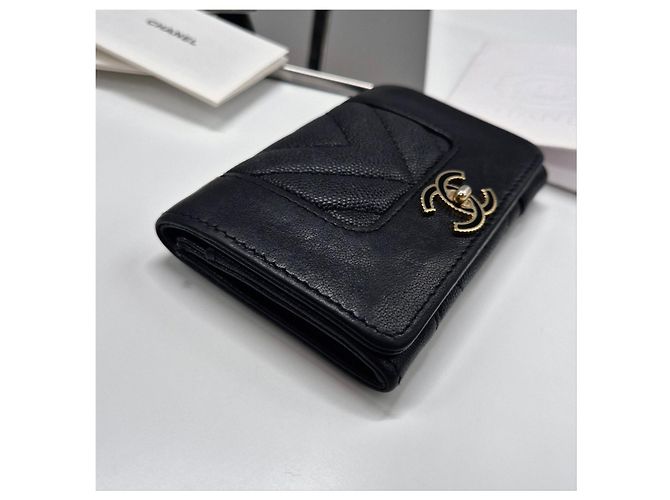 Chanel Mademoiselle Caviar Kartenetui Schwarz - Ansicht 7