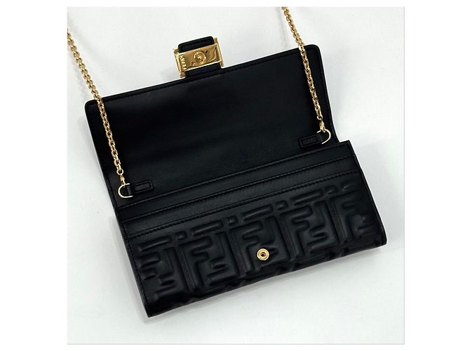 Fendi Borsa a tracolla portafoglio con catena Nero - vista 11