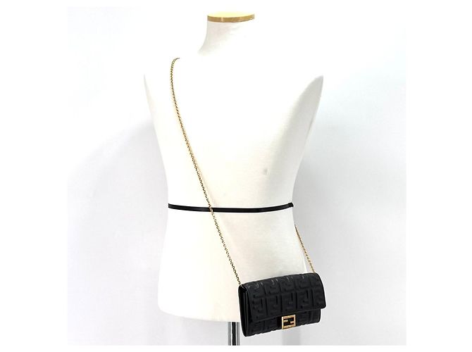 Fendi Borsa a tracolla portafoglio con catena Nero - vista 2