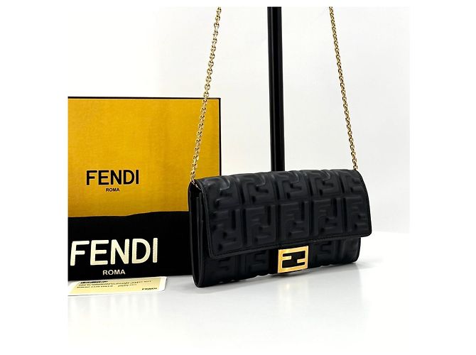 Fendi Borsa a tracolla portafoglio con catena Nero - vista 3
