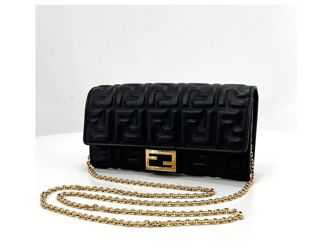 Fendi Borsa a tracolla portafoglio con catena Nero - vista 4