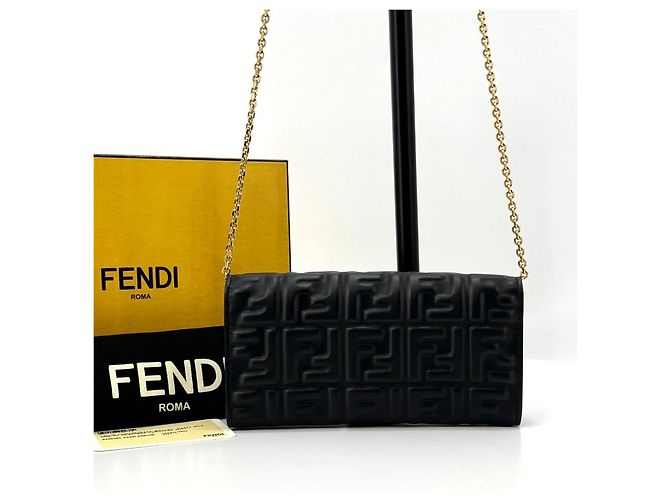 Fendi Borsa a tracolla portafoglio con catena Nero - vista 5