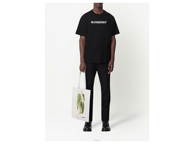 Burberry Oversized T-Shirt aus Baumwolle mit Logo Schwarz - vista 4