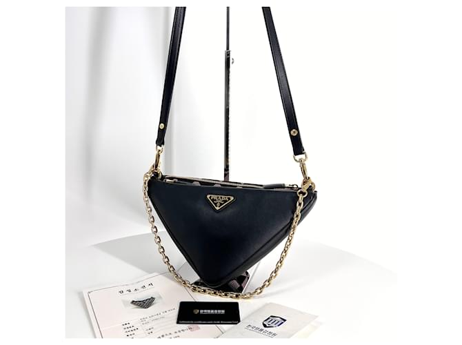 Prada Mini bolso de hombro con doble cadena triangular Multicolor - vista 3