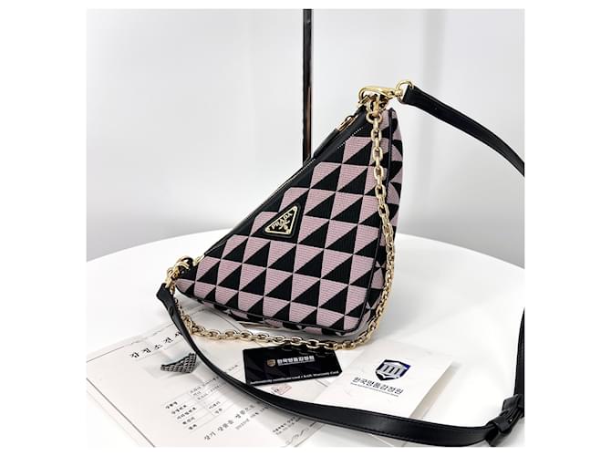 Prada Mini bolso de hombro con doble cadena triangular Multicolor - vista 4