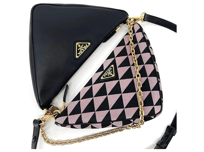 Prada Mini bolso de hombro con doble cadena triangular Multicolor - vista 7