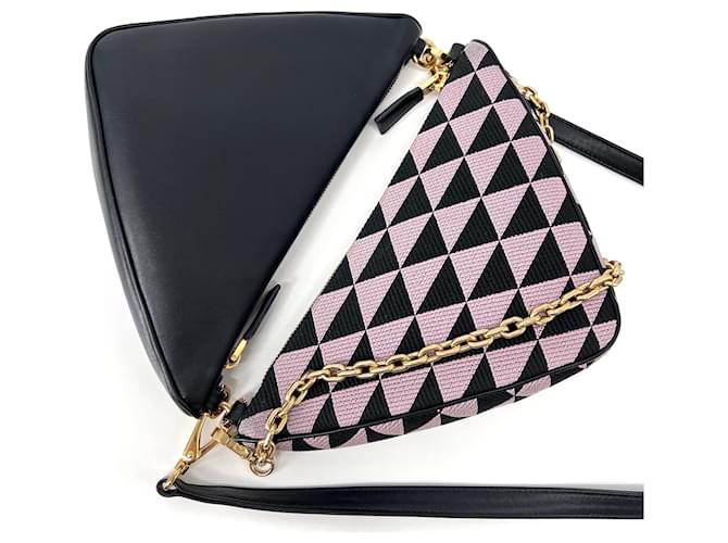 Prada Mini bolso de hombro con doble cadena triangular Multicolor - vista 8