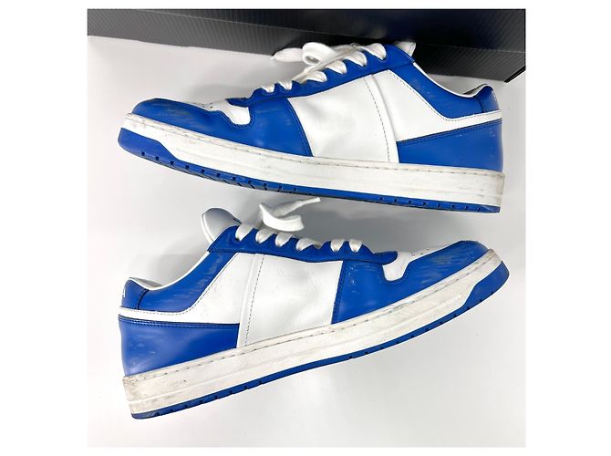 Prada Downtown Leder-Sneaker White Cobalt Blue Blau - Ansicht 4