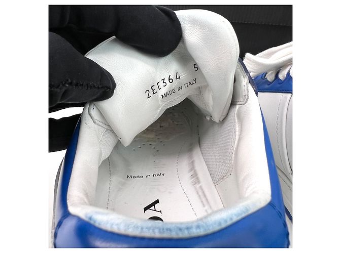 Prada Downtown Leder-Sneaker White Cobalt Blue Blau - Ansicht 8