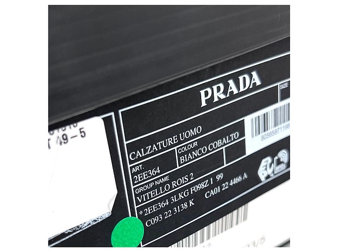 Prada Downtown Leder-Sneaker White Cobalt Blue Blau - Ansicht 9
