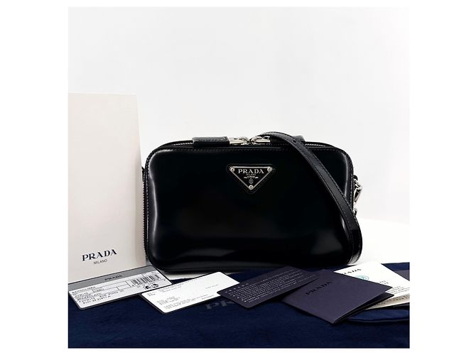 Prada Mini borsa a tracolla spazzolata nera Nero - vista 2