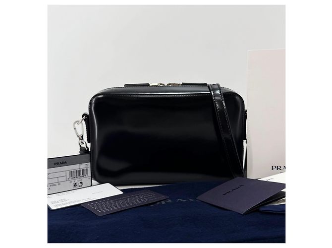 Prada Mini borsa a tracolla spazzolata nera Nero - vista 3
