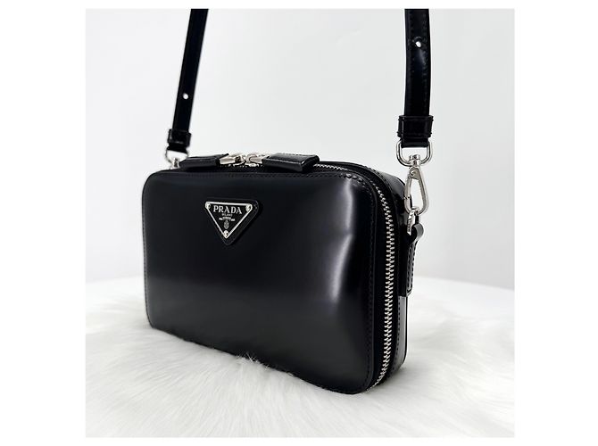 Prada Mini borsa a tracolla spazzolata nera Nero - vista 4