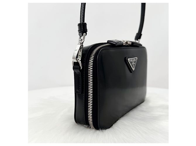 Prada Mini borsa a tracolla spazzolata nera Nero - vista 5