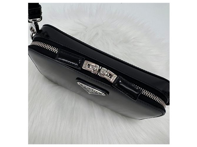 Prada Mini borsa a tracolla spazzolata nera Nero - vista 6