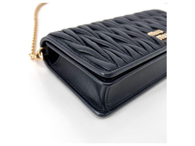 Miu Miu Borsa a tracolla Matarese Napa Chain Black Nero - vista 10