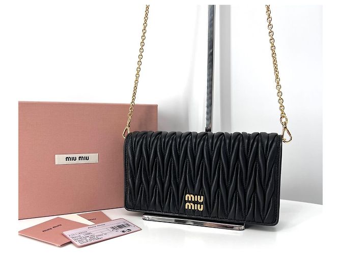 Miu Miu Borsa a tracolla Matarese Napa Chain Black Nero - vista 2