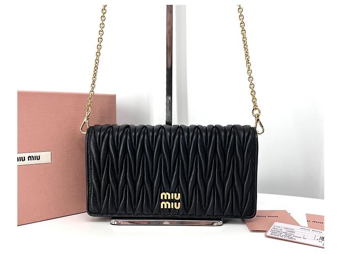 Miu Miu Borsa a tracolla Matarese Napa Chain Black Nero - vista 3