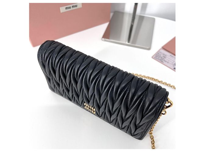 Miu Miu Borsa a tracolla Matarese Napa Chain Black Nero - vista 8