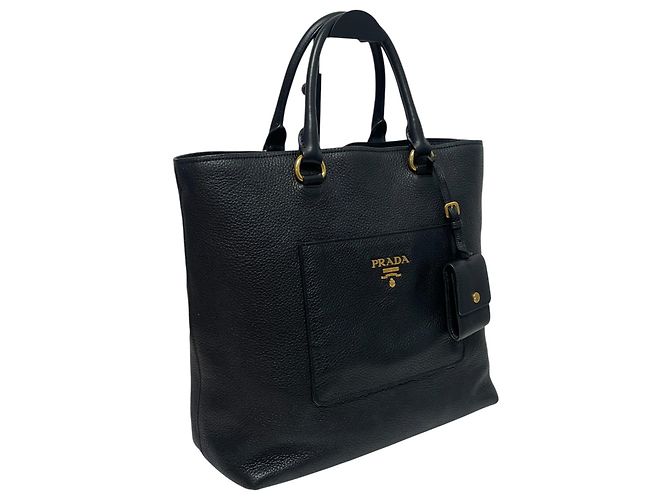 Prada Tote e Borsa a Spalla in Vitello Daino Nero - vista 2