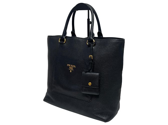 Prada Tote e Borsa a Spalla in Vitello Daino Nero - vista 3