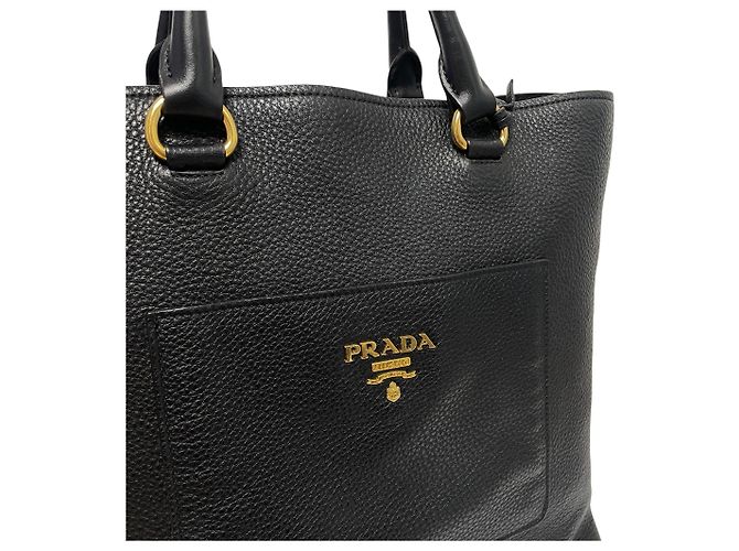 Prada Tote e Borsa a Spalla in Vitello Daino Nero - vista 4
