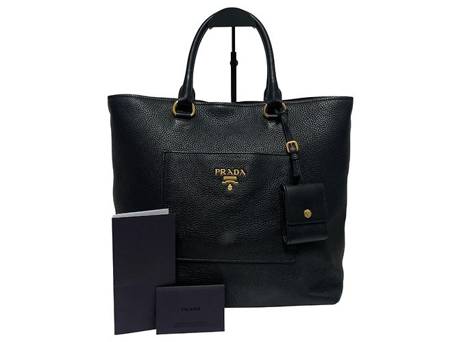 Prada Tote e Borsa a Spalla in Vitello Daino Nero - vista 9