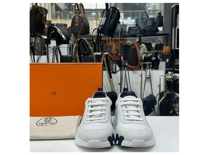 Hermès Bouncing Sneakers White Leather Black - view 3