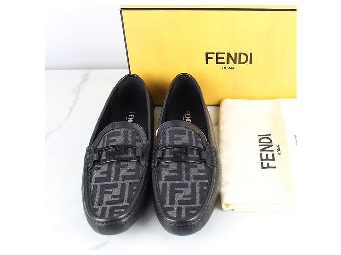 Fendi Mocassini da guida in pelle nera Nero - vista 2
