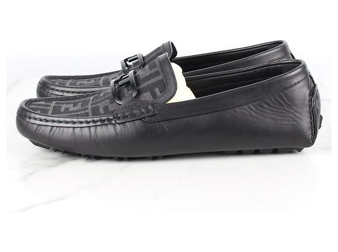 Fendi Mocassini da guida in pelle nera Nero - vista 4