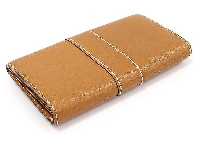 Delvaux Cartera Continental de piel de becerro granulada Rodeo marrón con pespuntes brillantes - vista 5