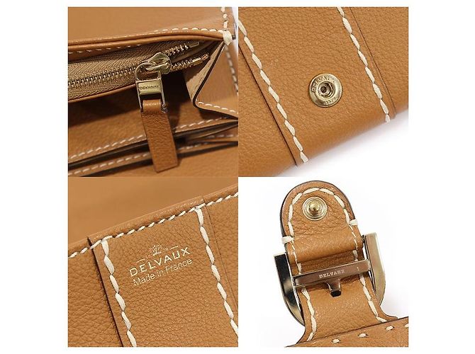 Delvaux Cartera Continental de piel de becerro granulada Rodeo marrón con pespuntes brillantes - vista 7