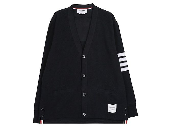 Thom Browne Texturierter Piqué-Cardigan Blau - Ansicht 3