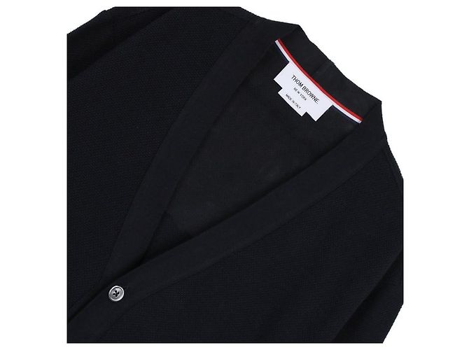 Thom Browne Texturierter Piqué-Cardigan Blau - Ansicht 5